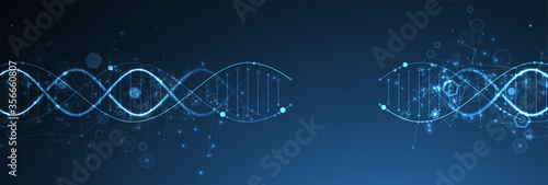 Glowing neon DNA chain. Biotechnology, biochemistry, science, medicine concept.
