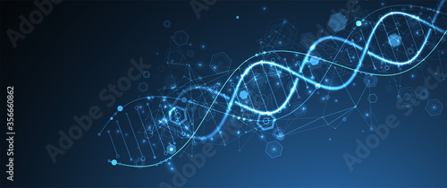 Glowing neon DNA chain. Biotechnology, biochemistry, science, medicine concept.