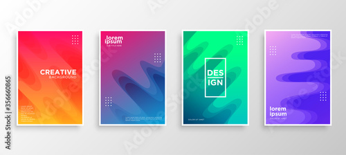 Set of four Minimal covers design. Colorful wavy gradients.modern background template design for web. Cool gradients. Future geometric patterns. Eps10 vector.