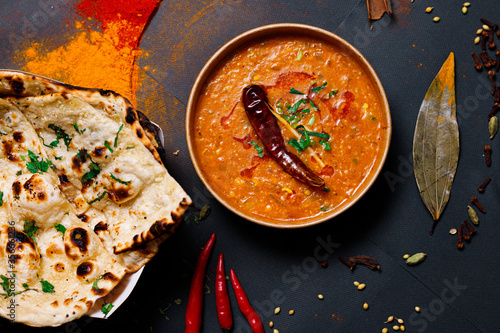 Slika na platnu Indian food and spicy spices, stylish photos for the menu