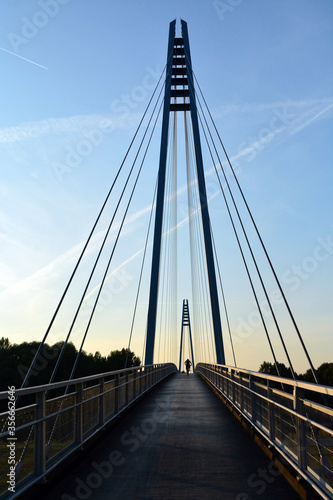 Suspension bridge and cyclist