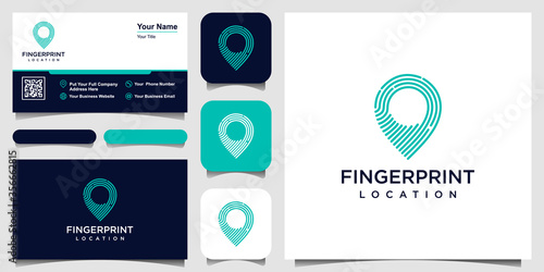 Pin icon with fingerprint pattern. business card design