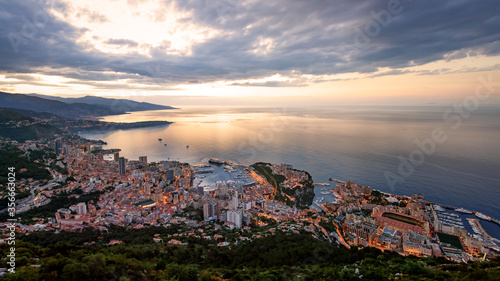 Monaco on the French Riviera in evening