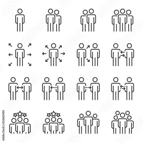 People Icons Line Work Group Team Vector, Business, Person, Teamwork, Meeting