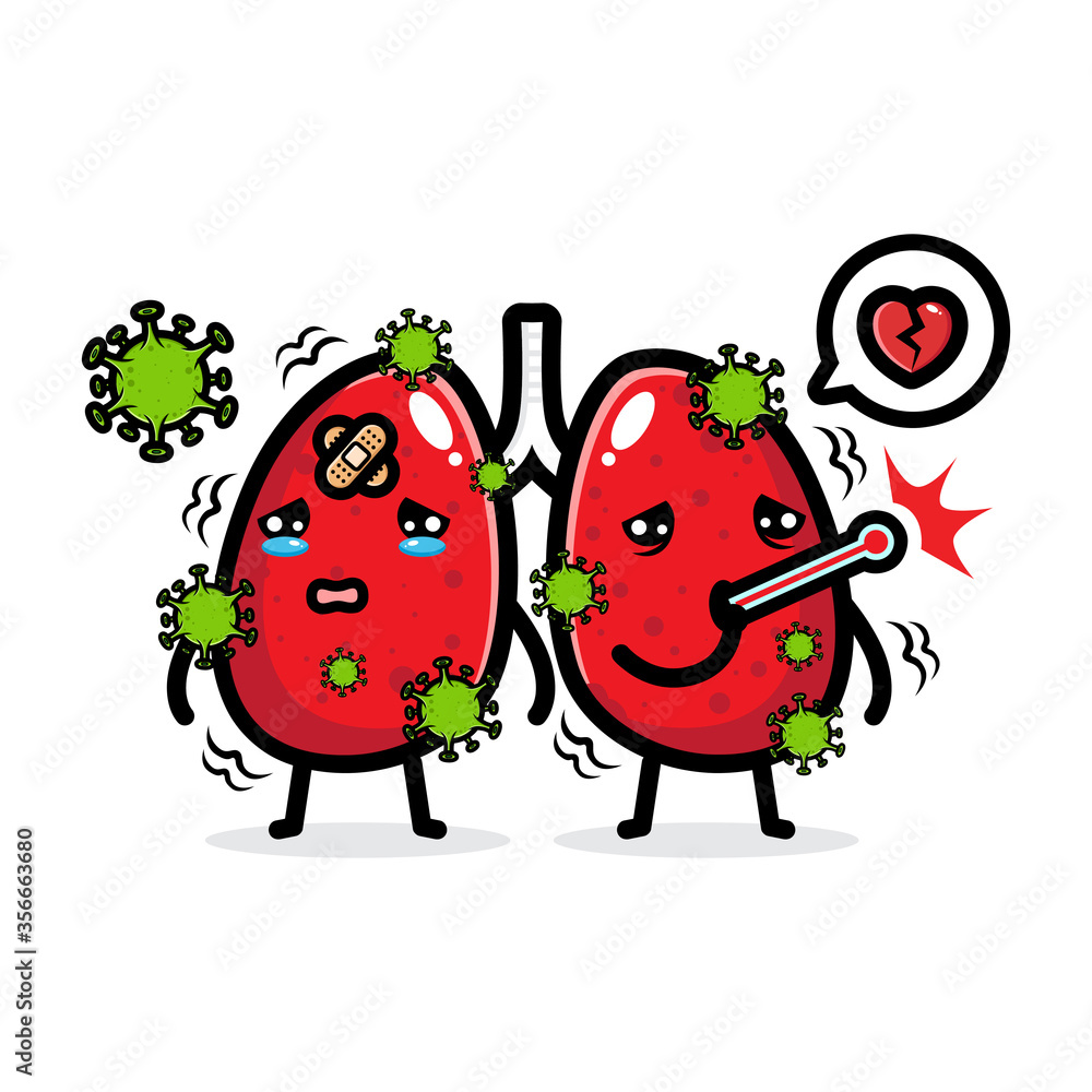 Fototapeta premium vector design of sick lungs attacked by viruses