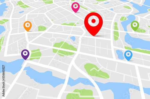 Map with destination location color point