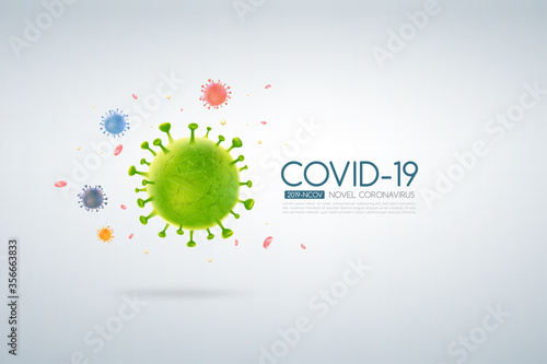 Coronavirus outbreak Covid-19 design with falling virus cell on a light background 003