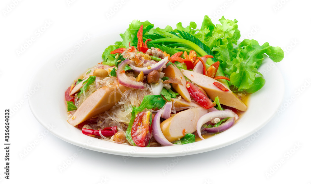 Spicy Salad Vermicelli Noodles with Pork Saucesage Spicy Salad Vermicelli Noodles with Pork Saucesage