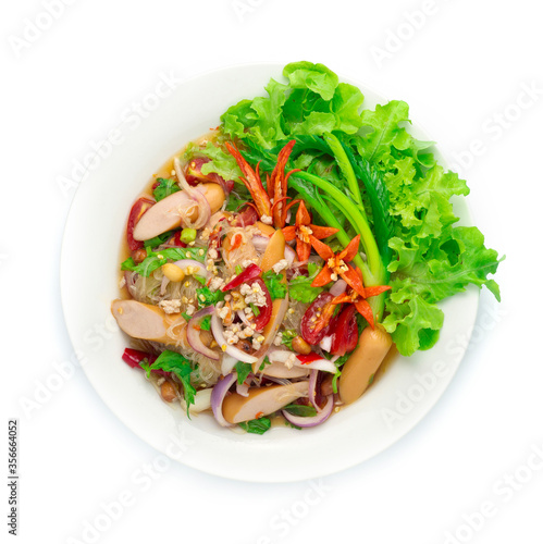 Spicy Salad Vermicelli Noodles with Pork Saucesage