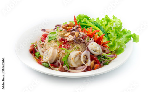 Spicy Salad Vermicelli Noodles with Squids Cutlet