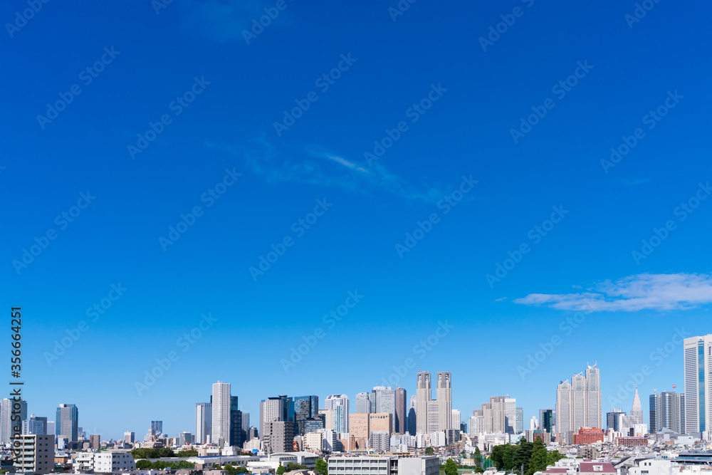東京風景　2020年6月　新宿高層ビル群　快晴　青空
