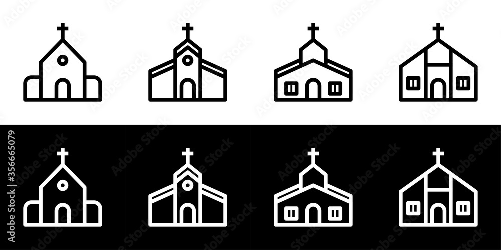 Church icon set. Flat design icon collection isolated on black and white background. Church icon set. Flat design icon collection isolated on black and white background.