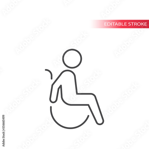 Disabled symbol, man in wheelchair thin line vector icon. Disability sign, outline and fully editable.