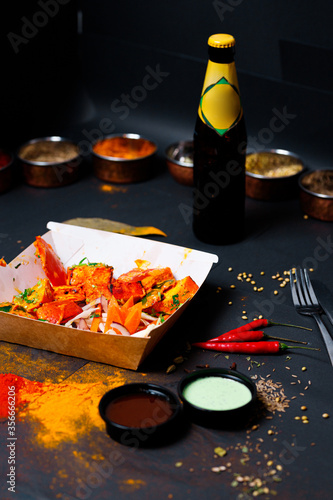 Wall Mural Indian food and spicy spices, stylish photos for the menu