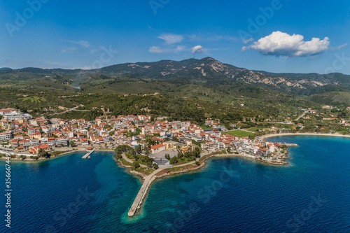 Aerial view of Neos Marmaras on the Sithonia peninsula, in the Chalkidiki , Greece