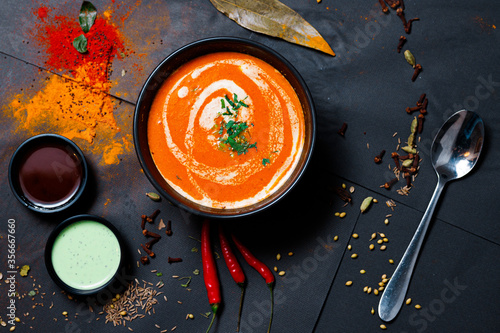 Canvas Print Indian food and spicy spices, stylish photos for the menu