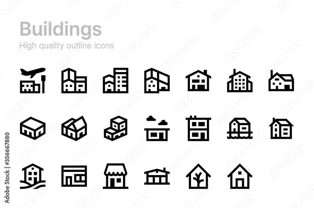 Real estate vector icons. Buildings. Apartments. Real estate vector icons. Buildings. Apartments.
