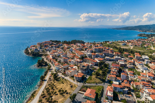 Aerial view of Neos Marmaras on the Sithonia peninsula, in the Chalkidiki , Greece