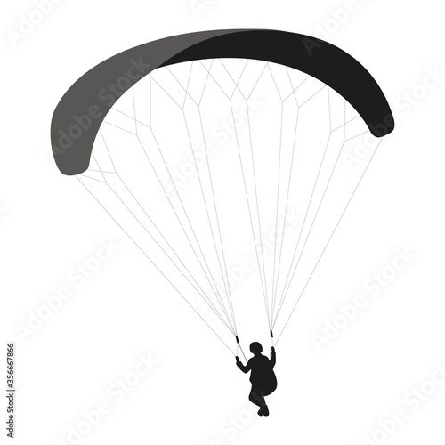 paragliding silhouette isolated on white background vector illustration EPS10