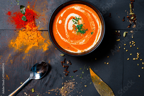 Canvas Print Indian food and spicy spices, stylish photos for the menu