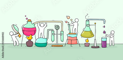 chemical experiment with working little people