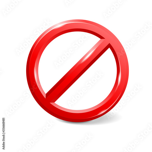 Forbidden sign empty template - crosser out red prohibit caution circle in 3D embossed style - isolated vector element