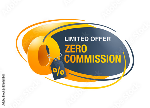 0 zero commission special offer banner template in yellow an dark gray colors - vector promo limited offers flyer or poster