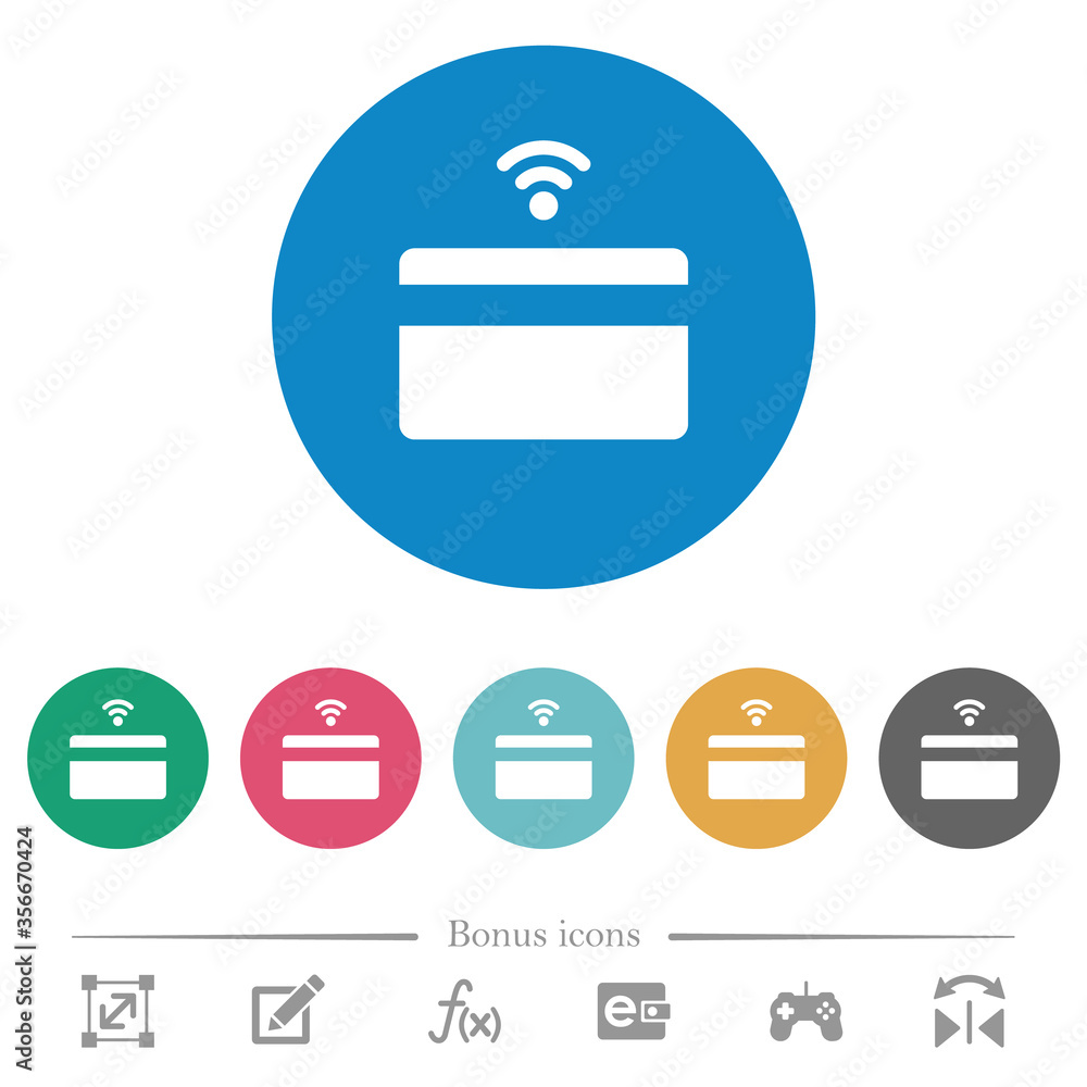 Contactless credit card flat round icons Contactless credit card flat round icons