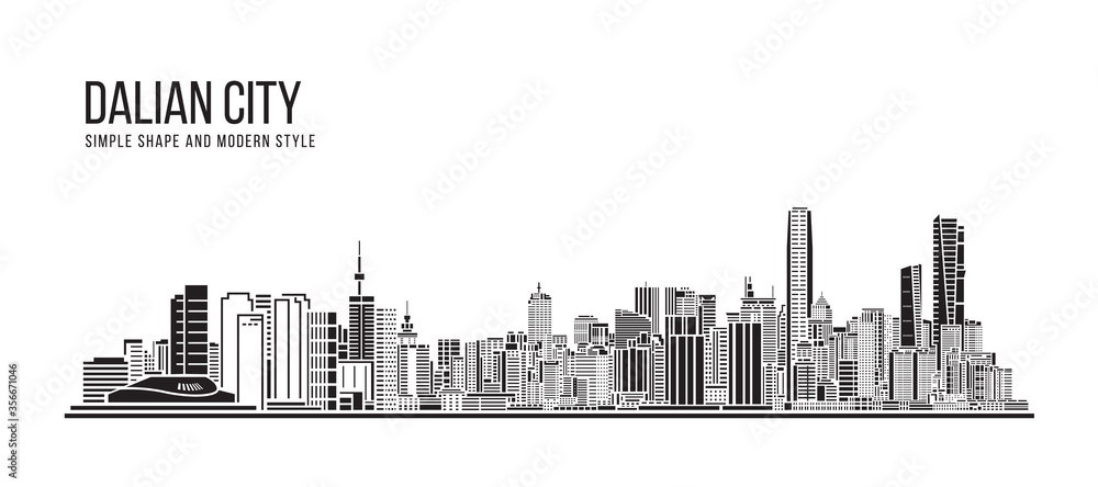 Cityscape Building Abstract Simple shape and modern style art Vector design -   Dalian city