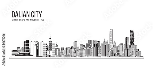 Cityscape Building Abstract Simple shape and modern style art Vector design -   Dalian city photo