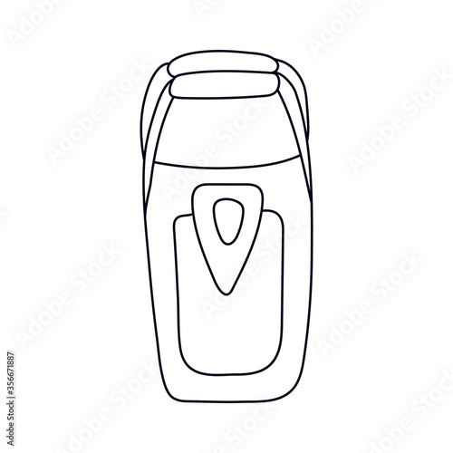 Electrical shaver  in doodle style. Isolated outline. Hand drawn vector illustration in black ink on white background.