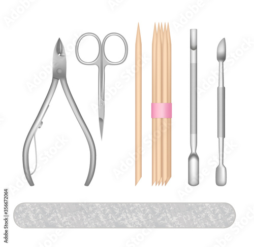 Manicure set, vector realistic illustration