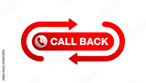 Call back web button  - website header template for callback service   - conspicuous element with phone headset pictogram and both ways arrow 