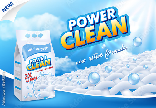 Powder laundry detergent advertising vector illustration photo