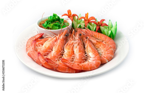 Shrimp with Bake Salt Served  Seafood Spicy Sauce