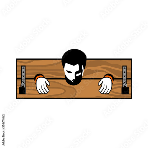 Prisoner Pillory illustration vector template