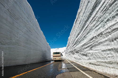 Snow Corridor near the Summit at Murodo on the Tateyama Kurobe Alpine Route, Japan