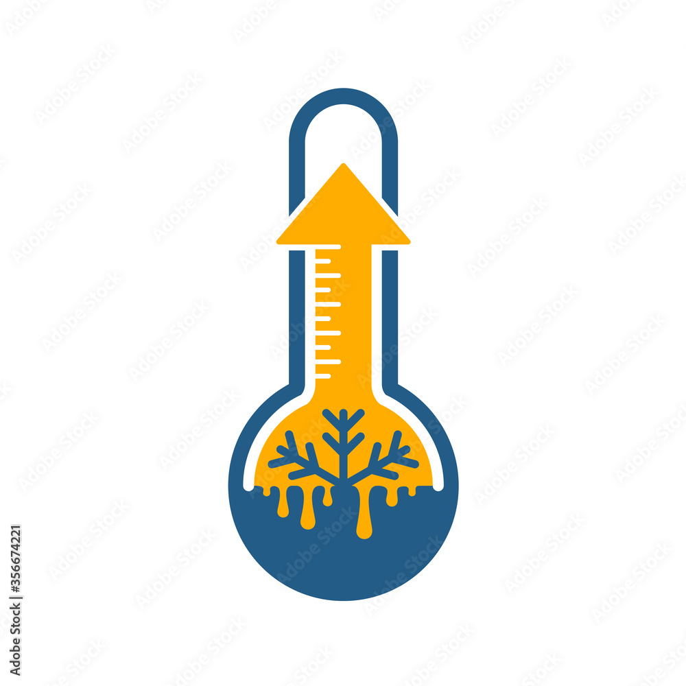 Global warming and climate change concept - mercury thermometer with rising temperature indicator and melting snowflake - vector illustration Global warming and climate change concept - mercury thermometer with rising temperature indicator and melting snowflake - vector illustration