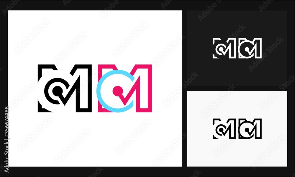 letter M circle connection logo letter M circle connection logo
