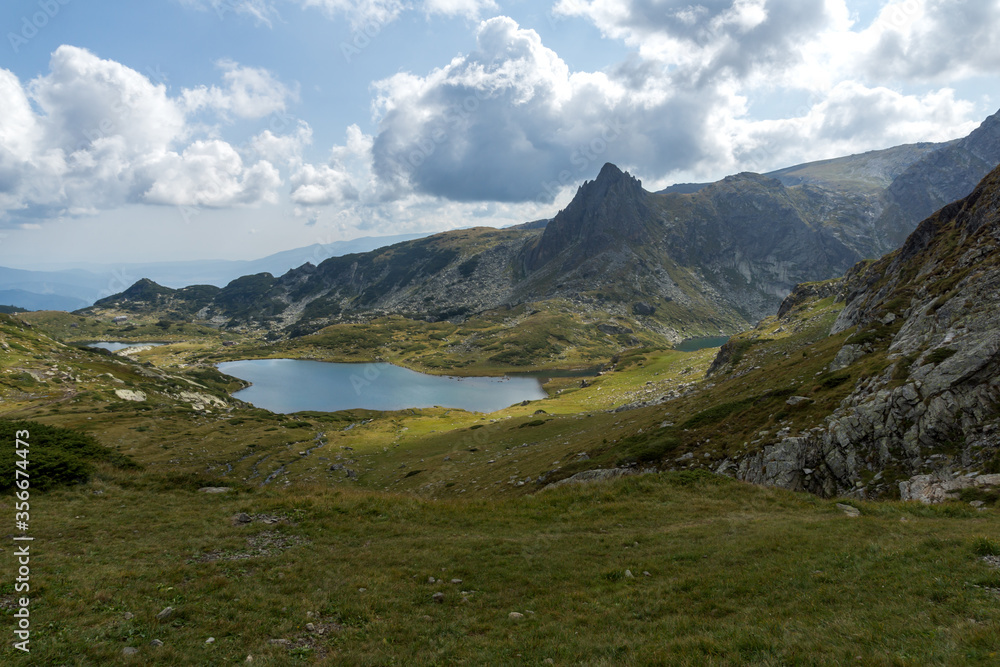 The Twin Lake, Rila Mountain, The Seven Rila Lakes, Bulgaria The Twin Lake, Rila Mountain, The Seven Rila Lakes, Bulgaria