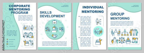 Mentoring program brochure template. Coaching and training. Flyer, booklet, leaflet print, cover design with linear icons. Vector layouts for magazines, annual reports, advertising posters
