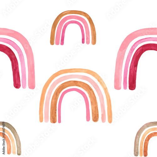 Watercolor rainbows seamless pattern photo