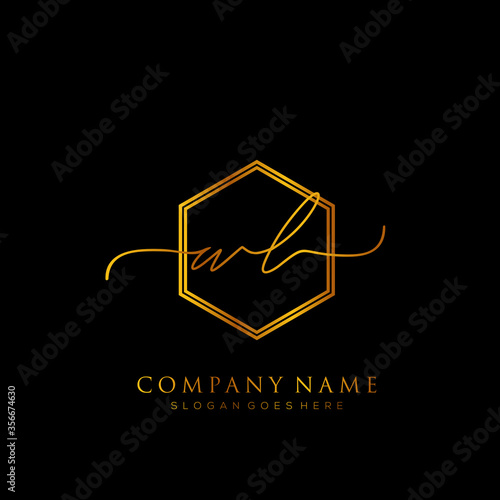 Initial letter WL Signature handwriting Logo Template Vector photo