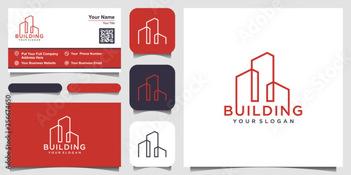 building logo design with line concept. city building abstract For Logo Design Inspiration. business card design