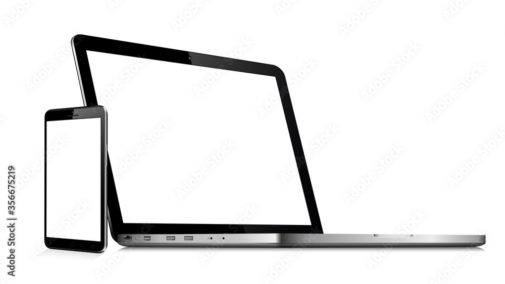 Laptop with smartphone mockup Laptop with smartphone mockup