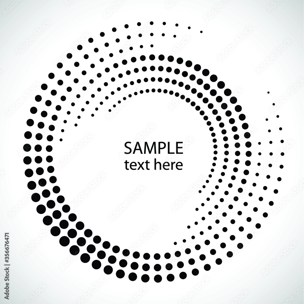 Halftone dots in circle form. round logo . vector dotted frame . design element