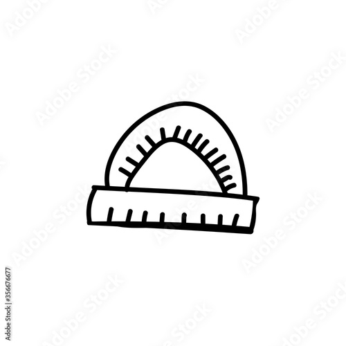 protractor ruler school drawing tool in doodle style
