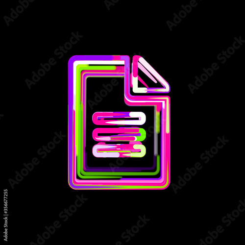 Symbol file text from multi-colored circles and stripes. UFO Green  Purple  Pink