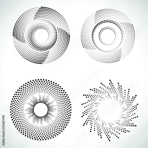 Halftone dots in circle form. round logo . vector dotted frame . design element