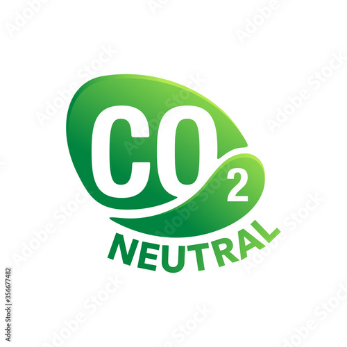 CO2 neutral creative green stamp - carbon emissions free (no air atmosphere pollution) industrial production eco-friendly isolated sign